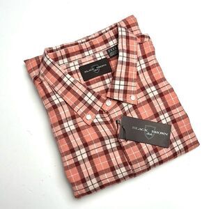 NWT Black Brown 1826 Linen Casual Plaid Button Down Shirt Long Sleeve XL
